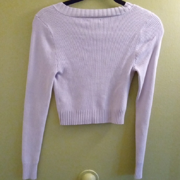La Hearts V-Neck Purple Sweater Y2k Cropped Retro Comfort - Picture 4 of 4